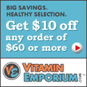 Shop now and get $10 off any order of $25 or more at VitaminEmporium.com (one time use per customer) - 125x125