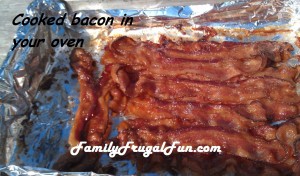 cooked bacon in oven pan image