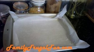 Pan lined with parchment paper 300x168 Fall Harvest Party Recipe for Brownies