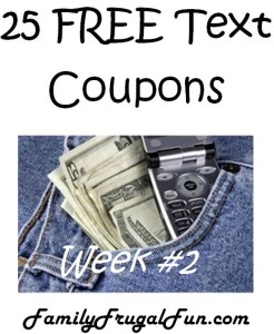 25 FREE Mobile Text Coupons