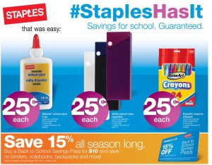 Staples back to school July 14th 2013