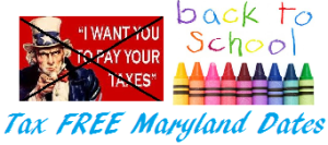 Tax Free Back To School Shopping Maryland Dates