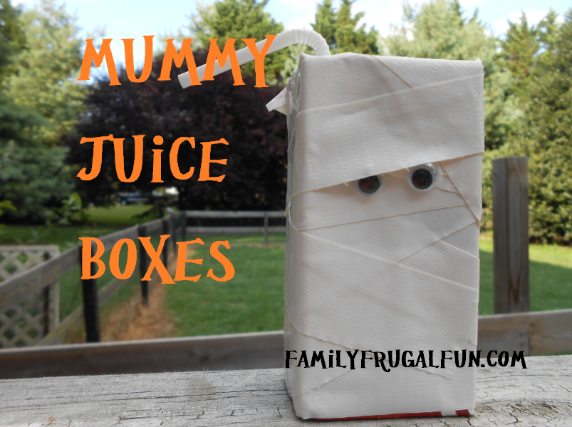 Kids Halloween Party ideas Mummy Juice Boxes