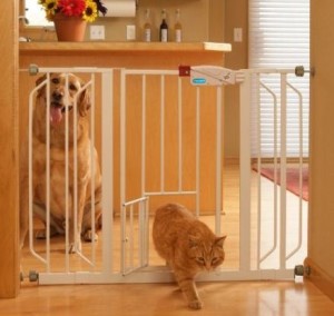 Pet gate to stop dog eating cat food