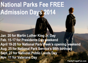 National park fee free admission days 2014