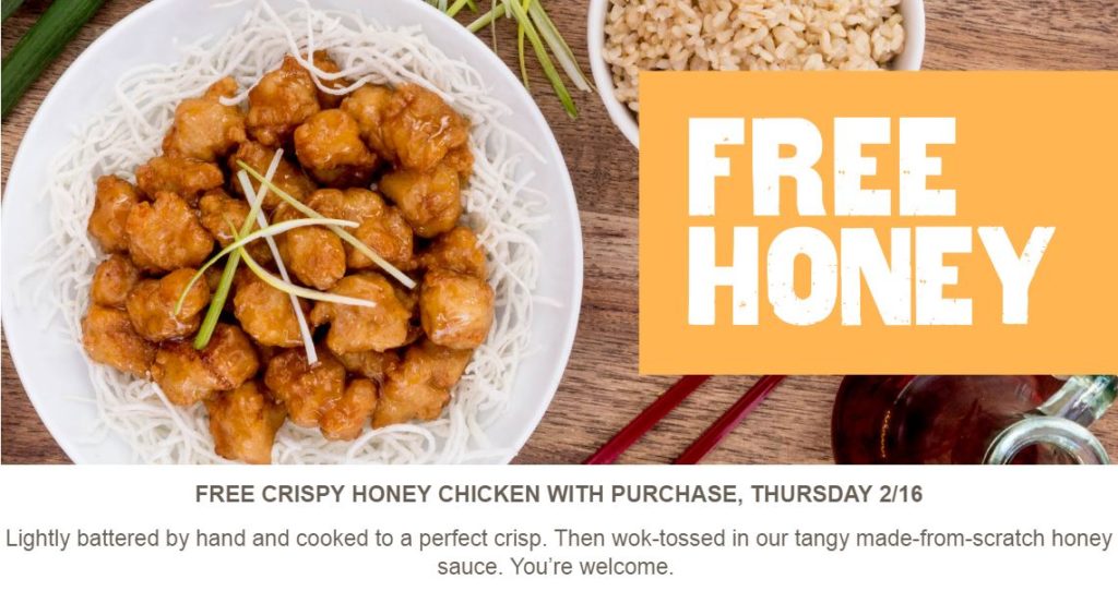 FREE Honey Chicken at PF Chang's